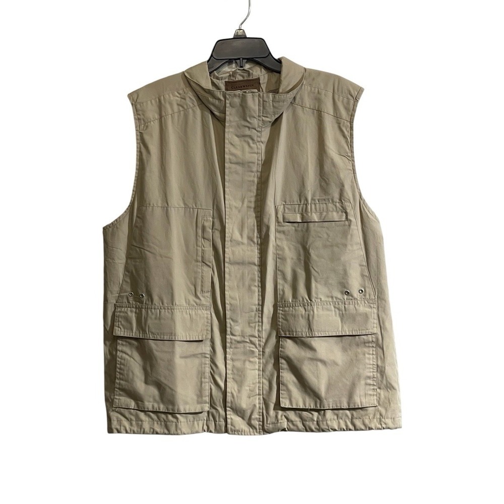 Clearwater Vest Mens Large Beige Utility Safari Hiking Outdoor Fishing Travel
